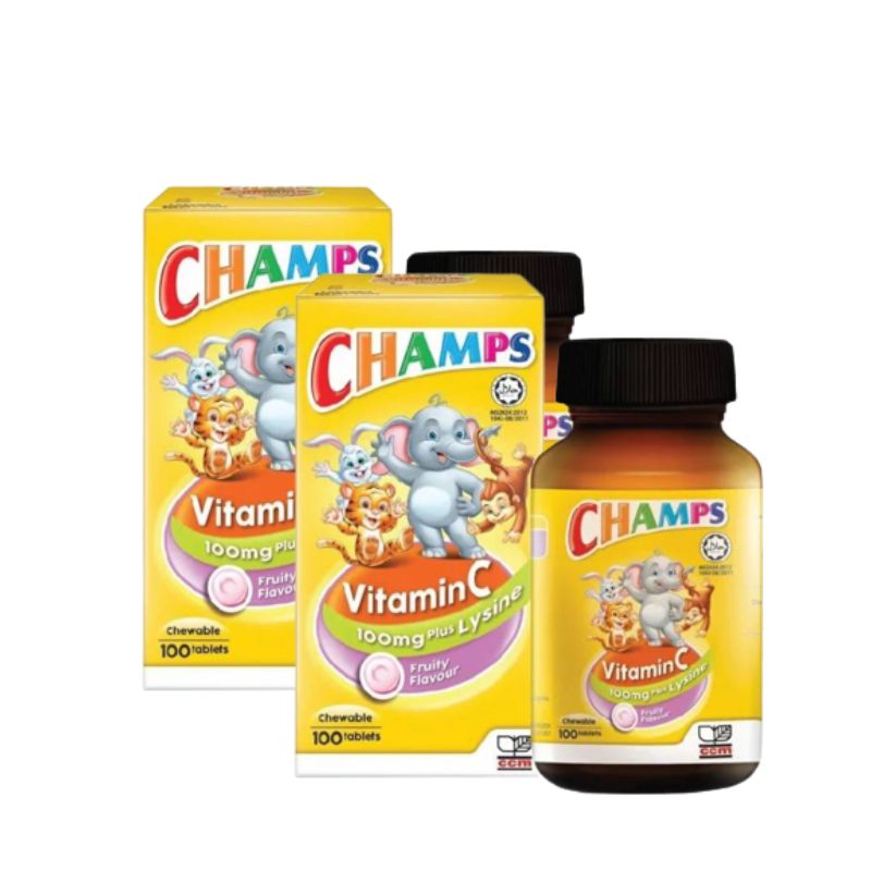 Champs Vitamin C 100mg Chewable Tablet (Lysine Fruiti) 100s x2 - DoctorOnCall Farmasi Online