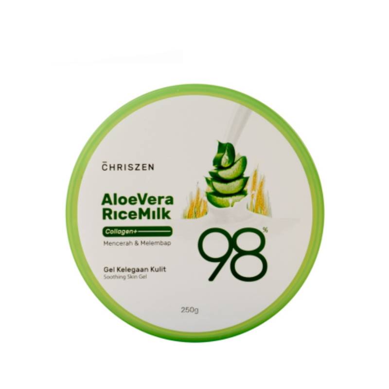 Chriszen 98 percent Aloe Vera & Rice Milk Collagen Soothing Skin Gel 250ml - DoctorOnCall Farmasi Online