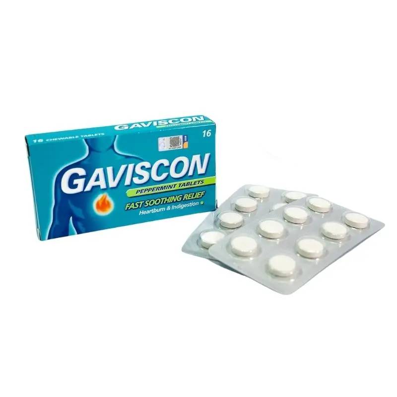 Gaviscon Peppermint 250mg Chewable Tablet 16s (Box) - DoctorOnCall Online Pharmacy