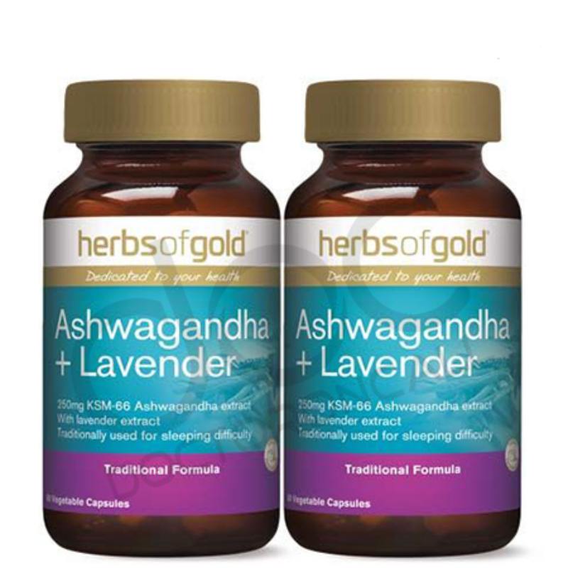 Herbs of Gold Ashwagandha +Lavender Capsule 60s x2 - DoctorOnCall Farmasi Online