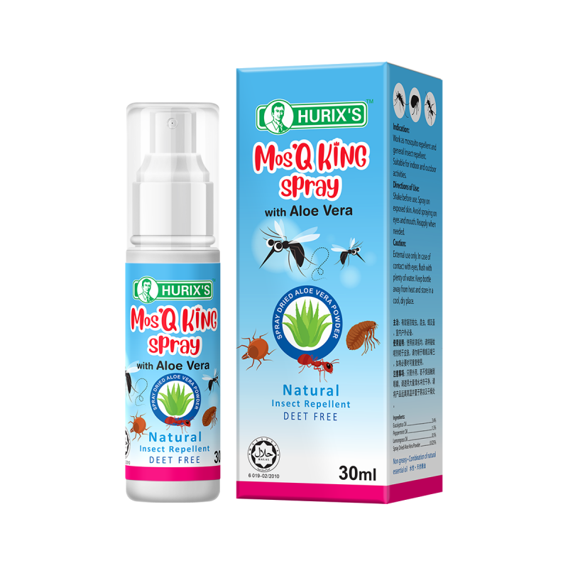 Hurix's Mos'Q King Spray With Aloe Vera 30ml - DoctorOnCall Farmasi Online