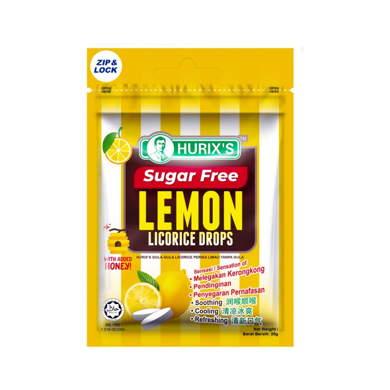 Hurix's Sugar Free Lemon Licorice Drops 20g - DoctorOnCall Online Pharmacy