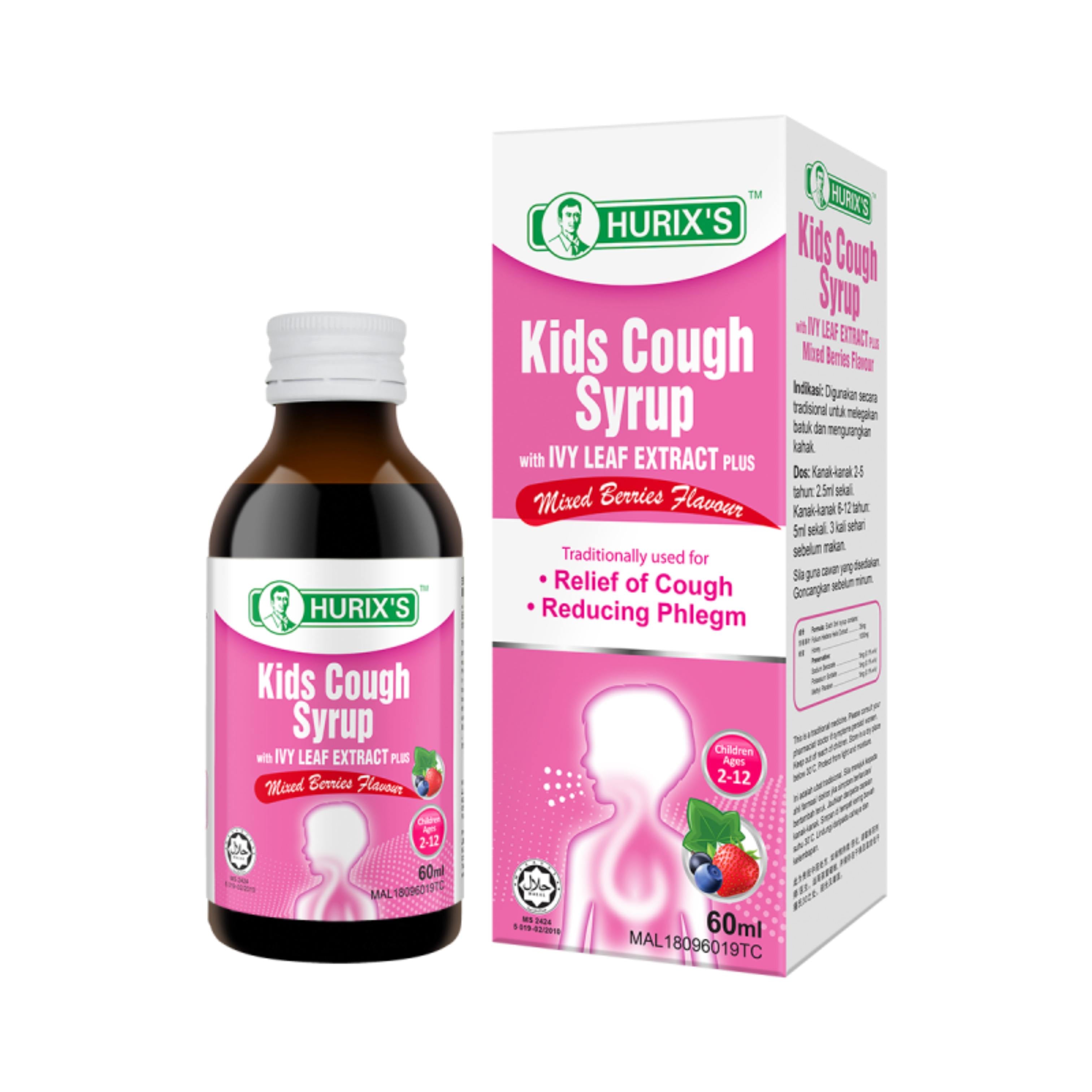 Hurix's Kids Cough Syrup with Ivy Leaf Extract + Mixed Berries 60ml - DoctorOnCall Farmasi Online