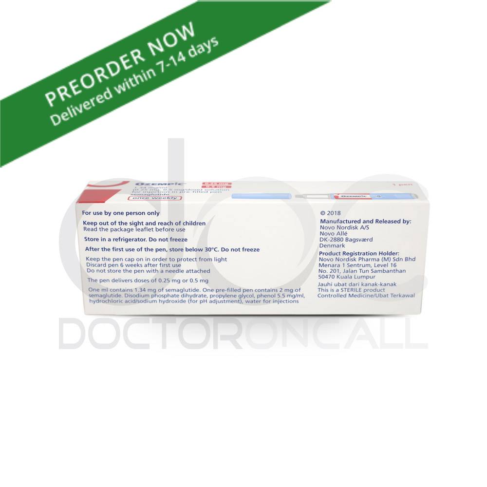 Ozempic 1.34mg/ml (0.25mg, 0.5mg/dose) Pre-filled Pen 1.5ml x1 (pen) - DoctorOnCall Online Pharmacy