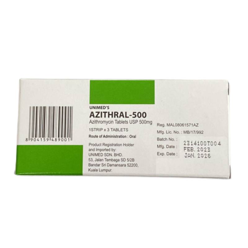 Azithral 500mg Tablet 3s (strip) - DoctorOnCall Farmasi Online