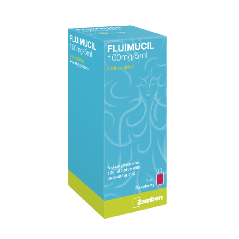 Fluimucil 100/5mg Oral Solution (Raspberry Flavour) - 100ml - DoctorOnCall Online Pharmacy