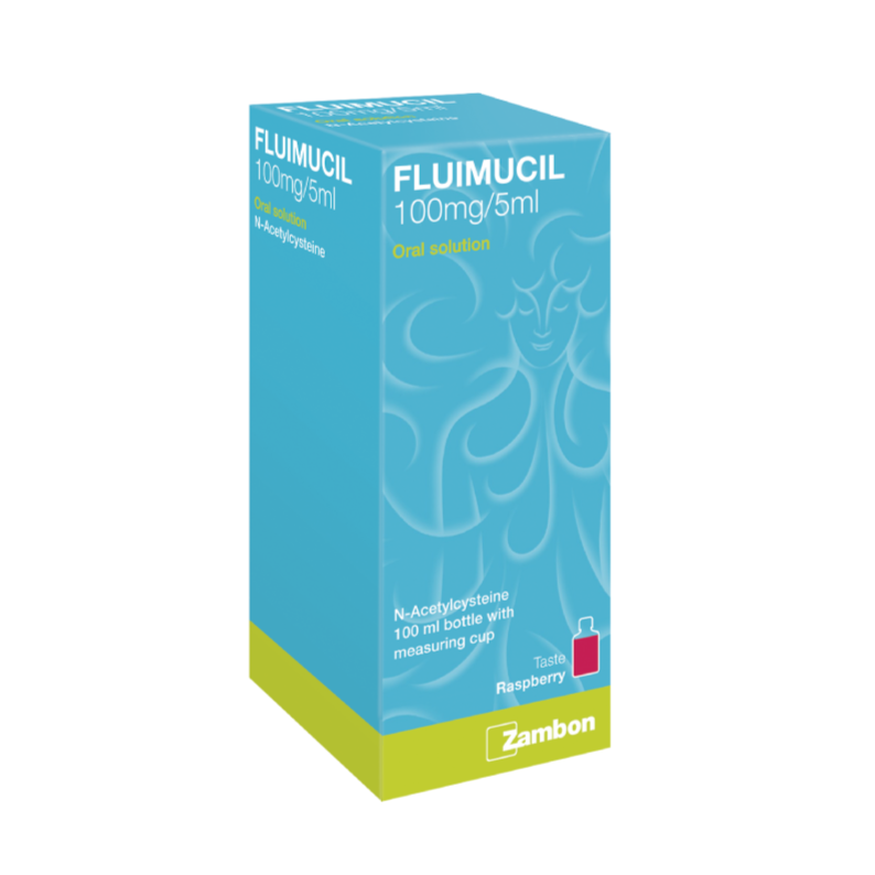 Fluimucil 100/5mg Oral Solution (Raspberry Flavour) - 100ml - DoctorOnCall Farmasi Online