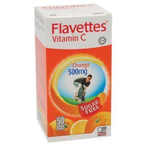 Flavettes Vitamin C 500mg Sugar Free Chewable Tablet (Orange) 50s x2 - DoctorOnCall Farmasi Online