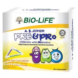 Bio-Life A.B Junior Prebiotics & Probiotics Sachet 50s x2 - DoctorOnCall Farmasi Online