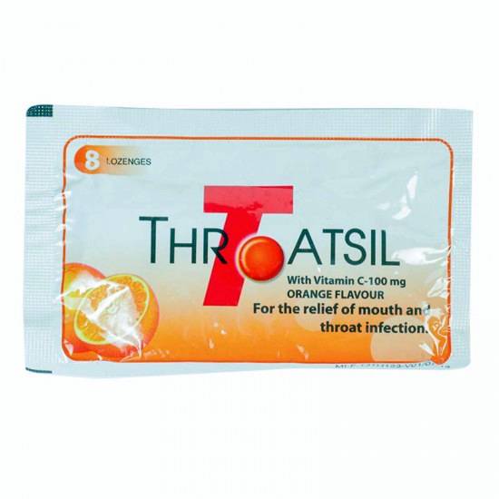 Throatsil Vitamin C Orange Lozenges 8s - DoctorOnCall Farmasi Online