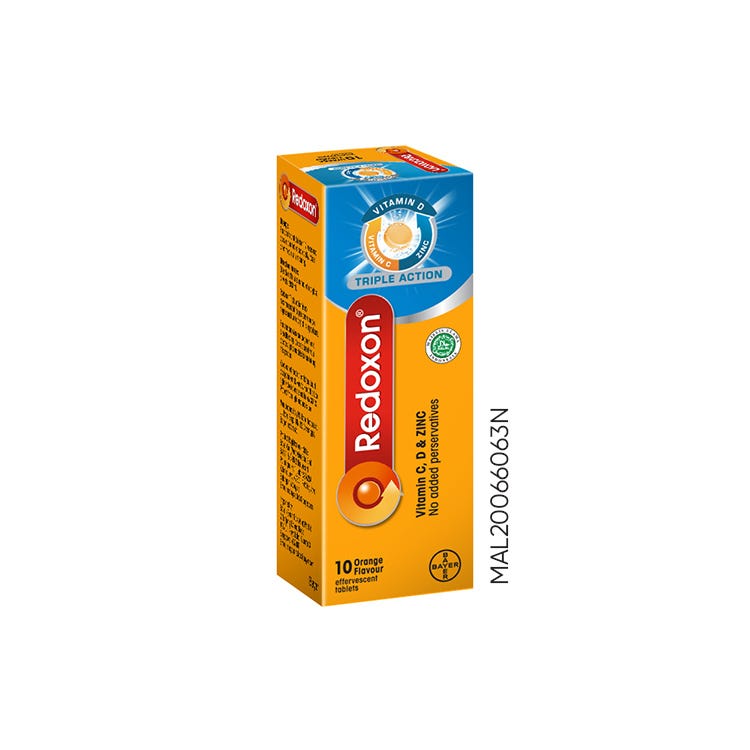 Redoxon Triple Action Vitamin C+Zinc Effervescent Tablet (Orange) 45s - DoctorOnCall Farmasi Online