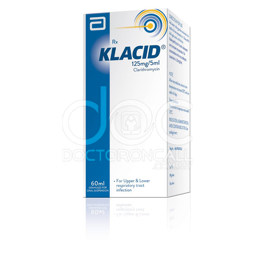 Klacid Peadiatric 125mg/5ml Granules for Oral Suspension 30ml - DoctorOnCall Farmasi Online