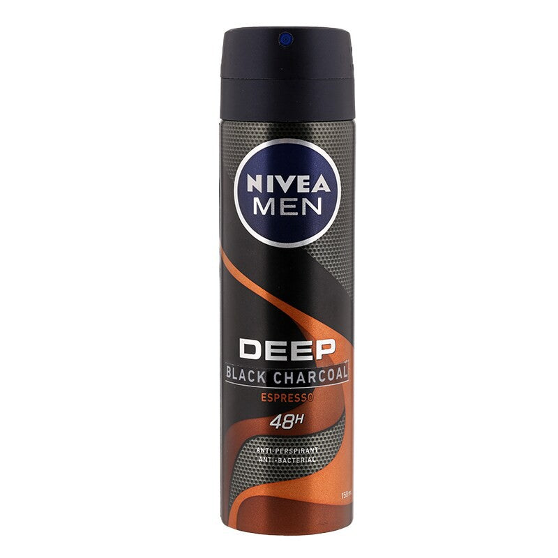 Nivea (Men) Deep Black Charcoal Espresso Body Spray 150mlx2 - DoctorOnCall Farmasi Online