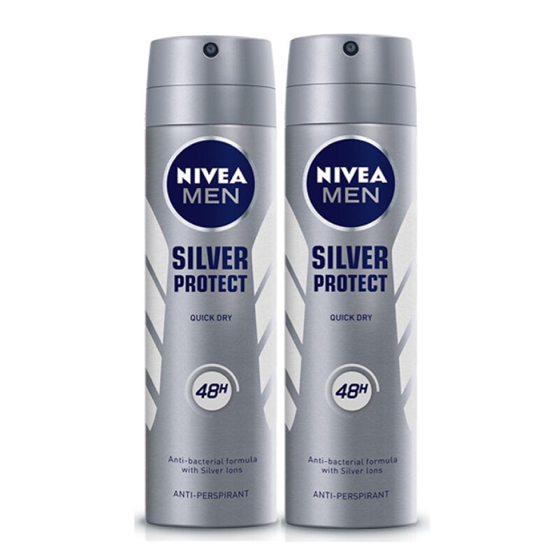 Nivea (Men) Silver Protect Body Spray 150ml x2 - DoctorOnCall Farmasi Online