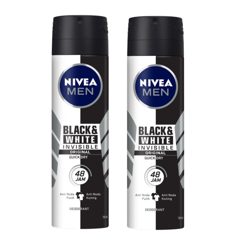 Nivea (Men) Invisible Black & White Body Spray 150ml - DoctorOnCall Online Pharmacy