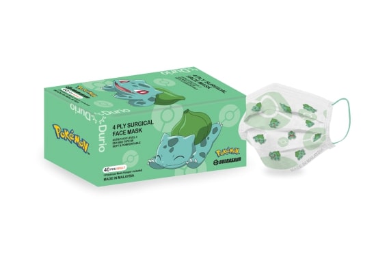 Durio 546A Pokemon Adult 4 Ply Surgical Face Mask 40s Bulbasaur - DoctorOnCall Online Pharmacy