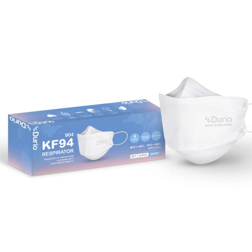 Durio 904 KF94 Adult Respirator 10s White - DoctorOnCall Farmasi Online