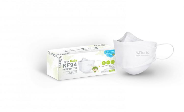 Durio 904 Kids KF94 Respirator 10s White - DoctorOnCall Farmasi Online