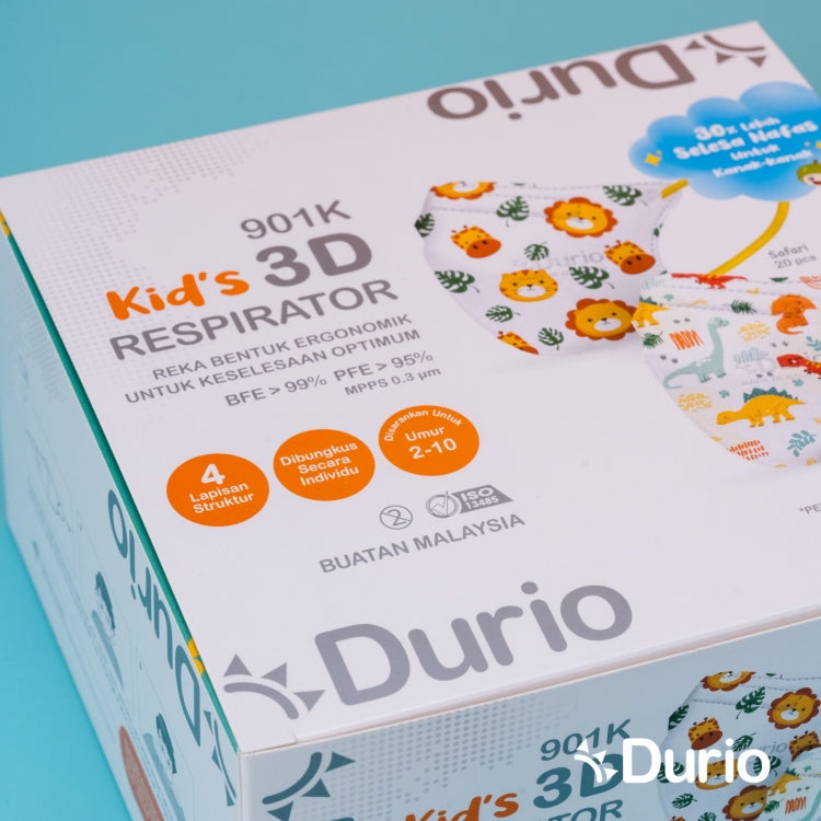 Durio 901K Kid's 3D Disposable Respirator 40s - DoctorOnCall Farmasi Online