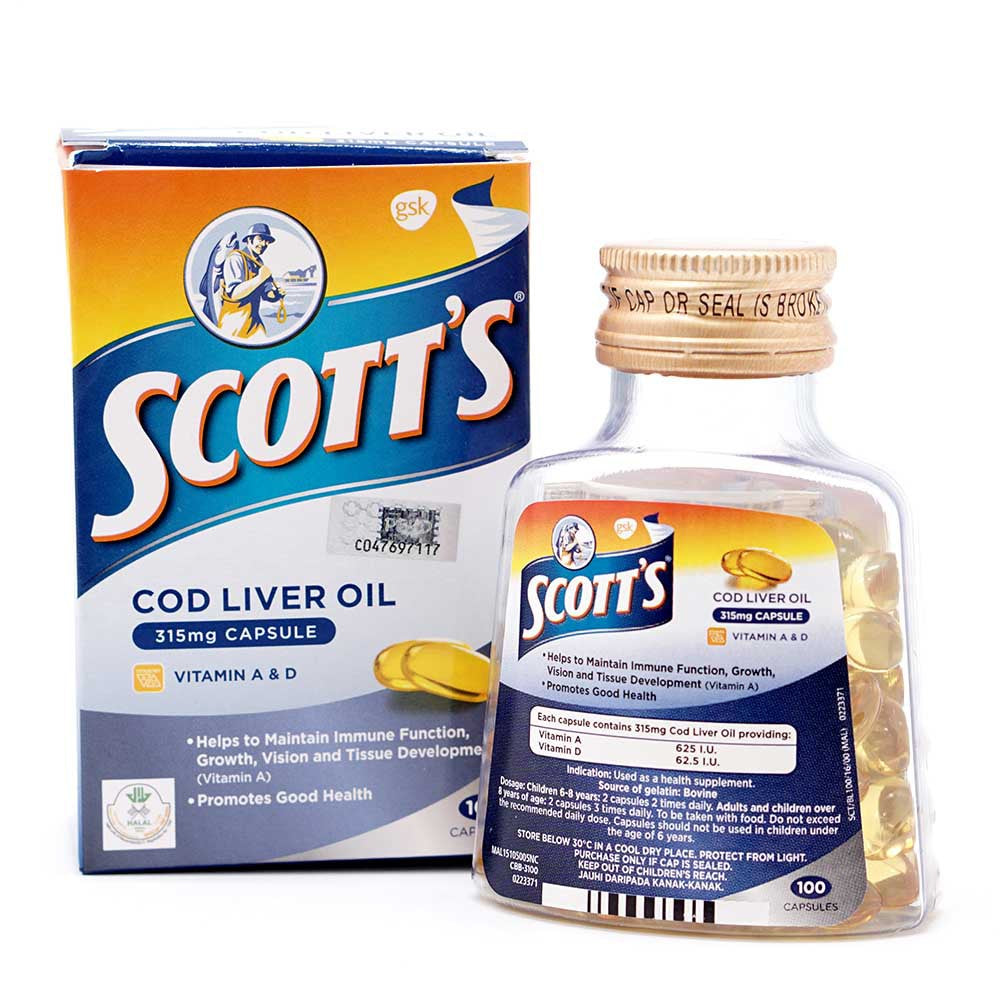 Scott's Pure Cod Liver Oil Capsule 100s x2 - DoctorOnCall Farmasi Online