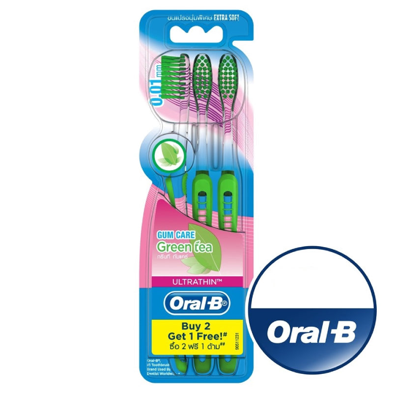 Oral B Ultra Thin Gum Care Green Tea Extra Soft Toothbrush 3s - DoctorOnCall Farmasi Online