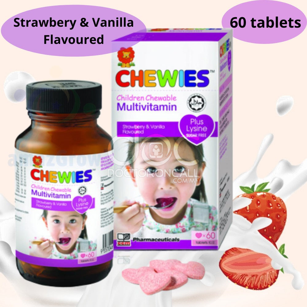 Chewies Multivitamin + Lysine Sugar Free Chewable Tablet 60s - DoctorOnCall Farmasi Online