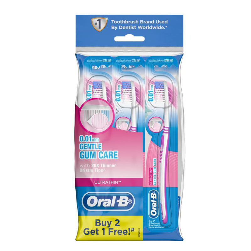 Oral B Ultra Thin Gentle Gum Care Extra Soft Tooth Brush 3s (Buy 2 Free 1) - DoctorOnCall Online Pharmacy
