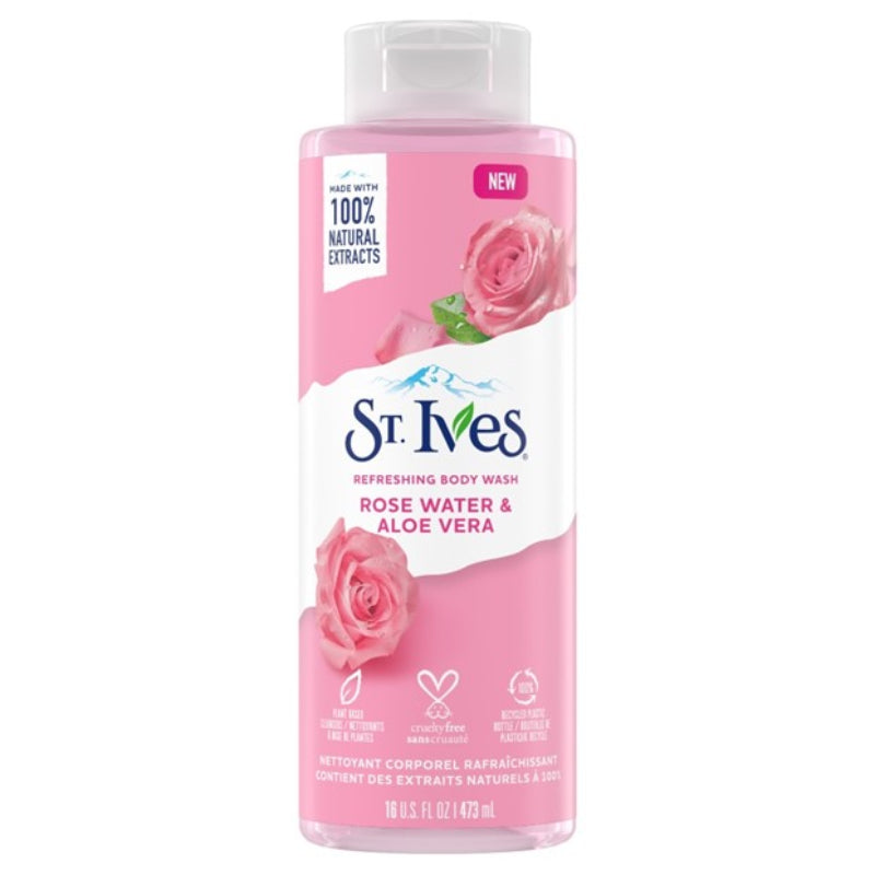 St. Ives Body Wash - Rose Water And Aloe vera 473ml - DoctorOnCall Farmasi Online