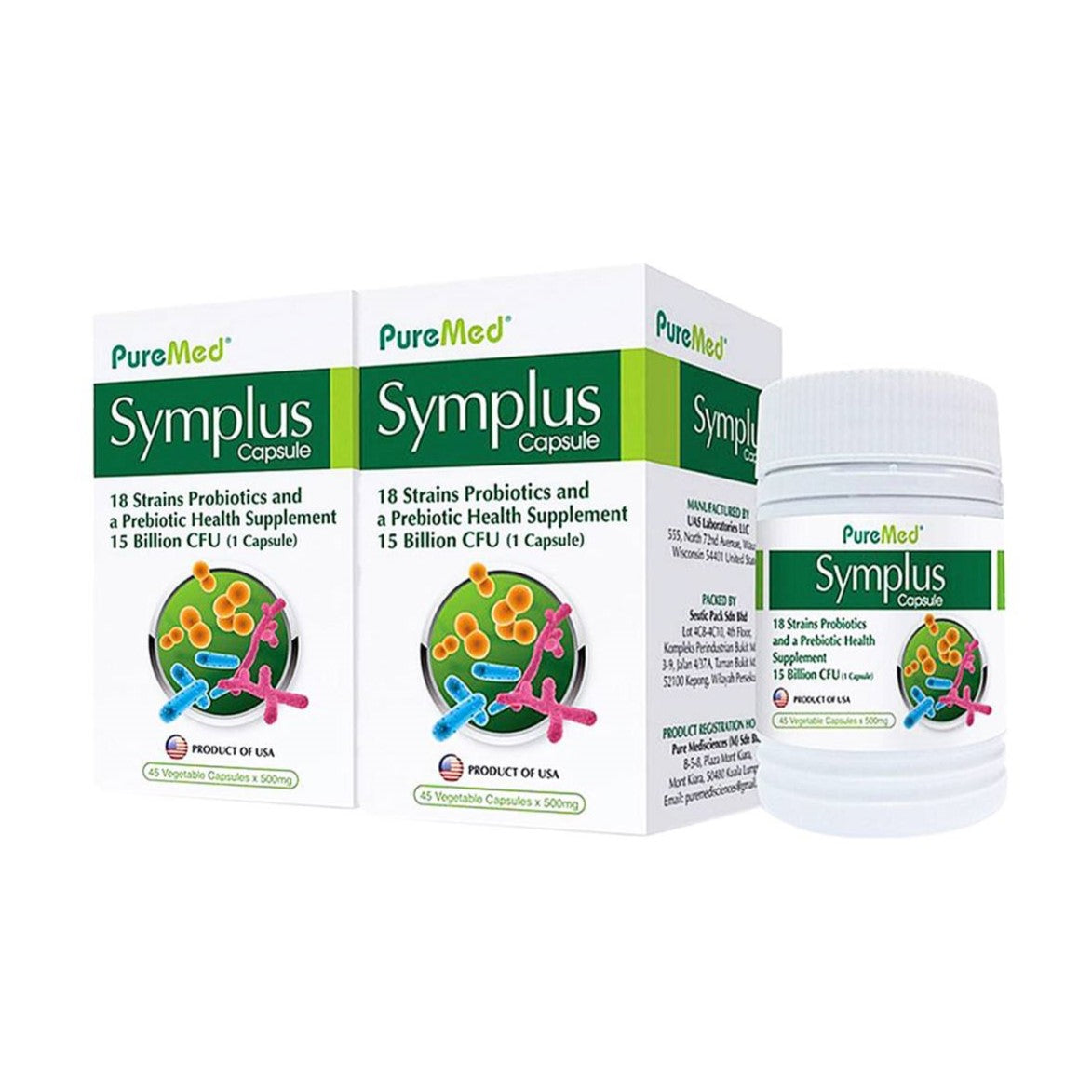 Puremed Symplus Prebiotic + Probiotic Capsule 45s x2 - DoctorOnCall Online Pharmacy