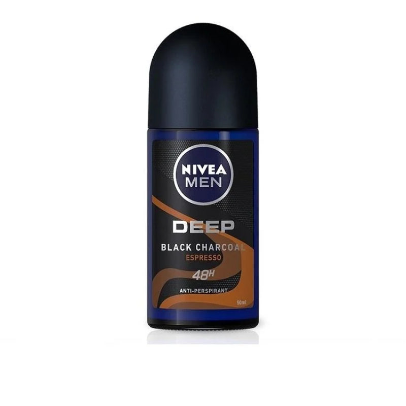Nivea (Men) Deep Black Charcoal Espresso Roll On 50ml x2 - DoctorOnCall Farmasi Online