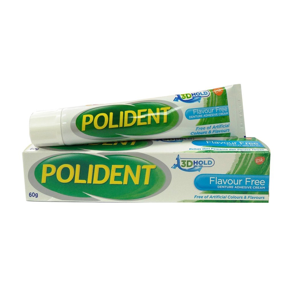 Polident Adhesive Cream Flavour Free 60g - DoctorOnCall Farmasi Online