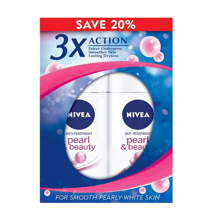 Nivea (Women) Pearl & Beauty Roll On 50ml x2 - DoctorOnCall Farmasi Online