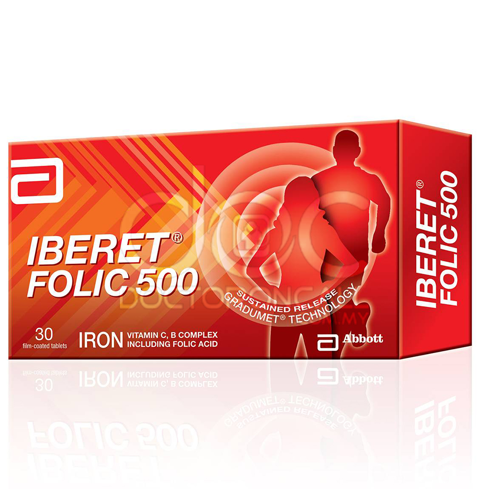 Abbott Iberet Folic 500mg Tablet 30s - DoctorOnCall Farmasi Online