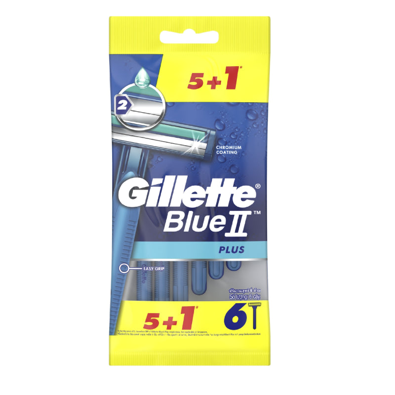 Gillette Blue II Plus Polybag Razor 6s - DoctorOnCall Farmasi Online