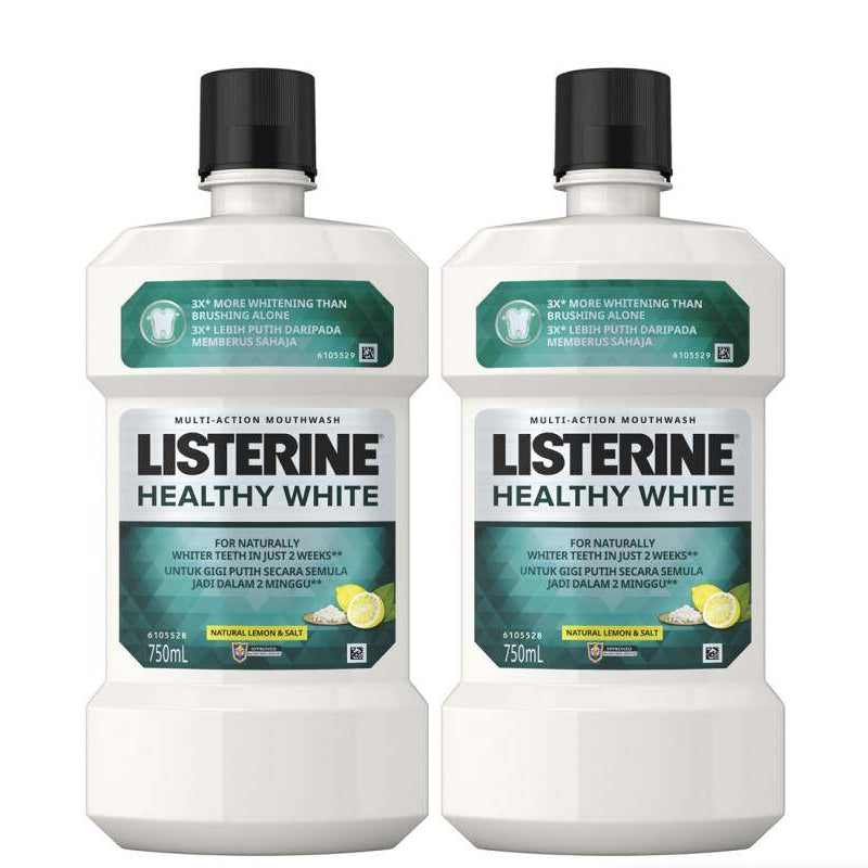 Listerine Healthy White Mouthwash - 750ml x2 - DoctorOnCall Online Pharmacy