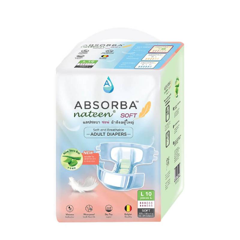 Absorba Nateen Soft Adult Diaper (L) 10s - DoctorOnCall Farmasi Online