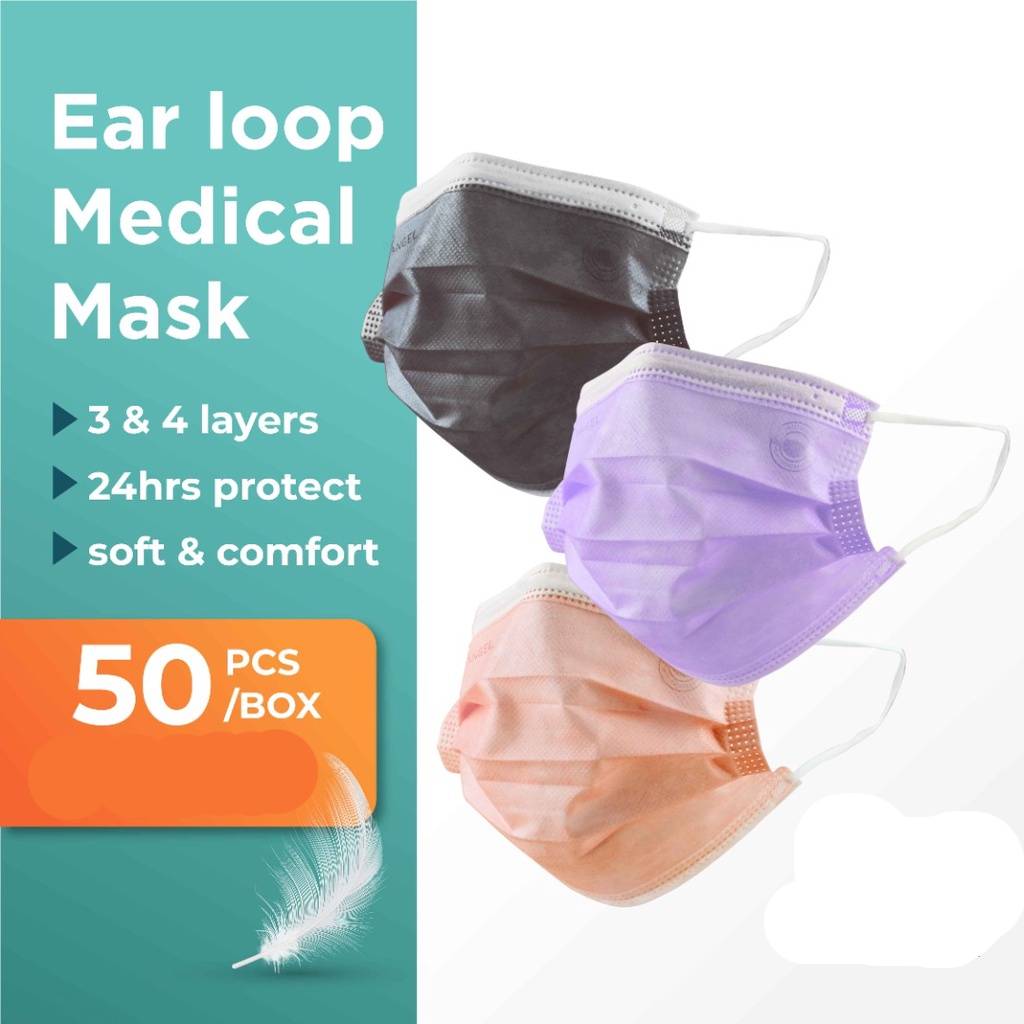 Angel Protect Medical Adult 3 Ply Face Mask 50s x2 Peach - DoctorOnCall Online Pharmacy