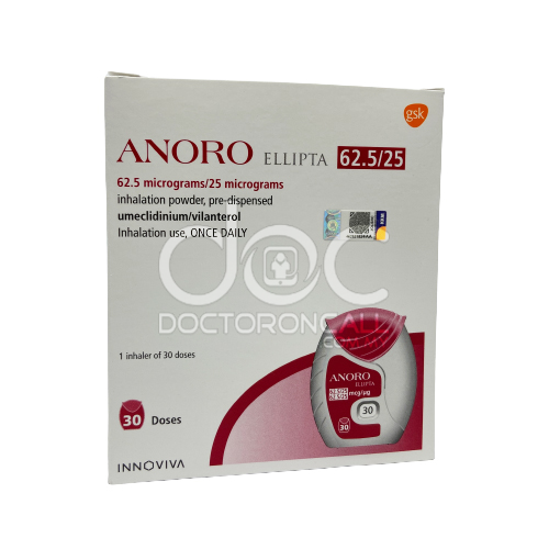 Anoro Ellipta 62.5/25mcg Accuhaler 30 doses - DoctorOnCall Online Pharmacy