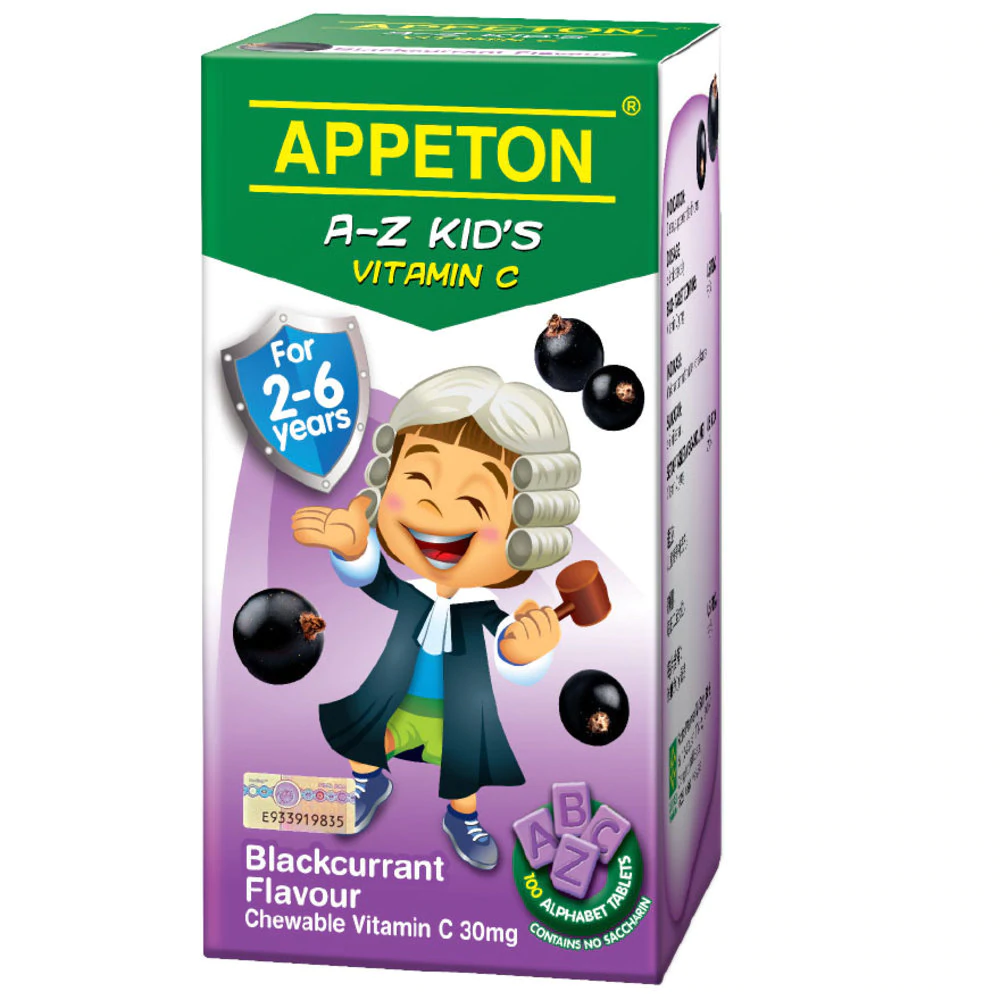 Appeton A-Z Kid's Vitamin C 30mg Tablet 100s Blackcurrant - DoctorOnCall Online Pharmacy