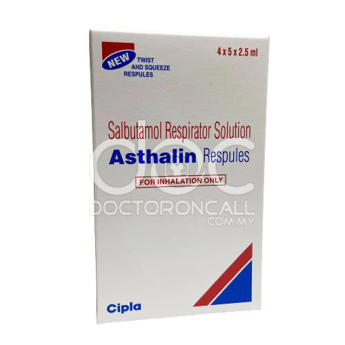 Cipla Asthalin 2.5mg/2.5ml Respules 20s - DoctorOnCall Online Pharmacy