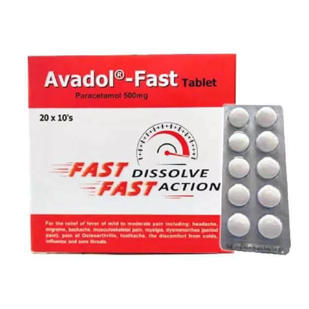 Avadol Fast 500mg Tablet 10s (strip) - DoctorOnCall Online Pharmacy