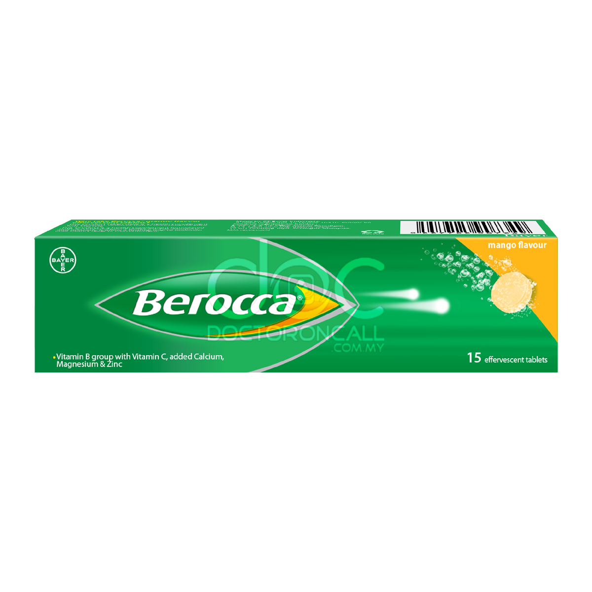 Berocca Effervescent Tablet 15s Mango - DoctorOnCall Farmasi Online