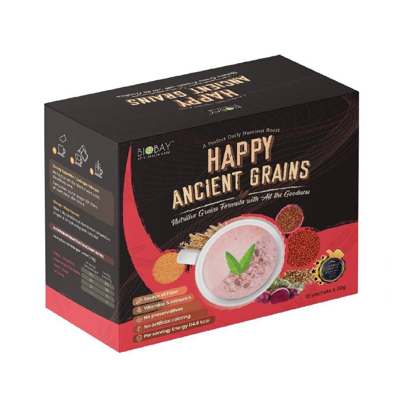Biobay Happy Ancient Grains Sachet 30g x12 - DoctorOnCall Farmasi Online