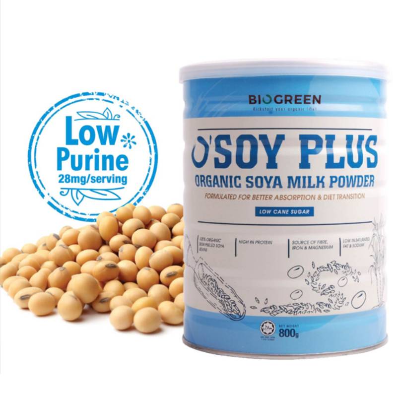 Biogreen O Soy plus Organic Soya Milk Low Cane Sugar 800g - DoctorOnCall Farmasi Online