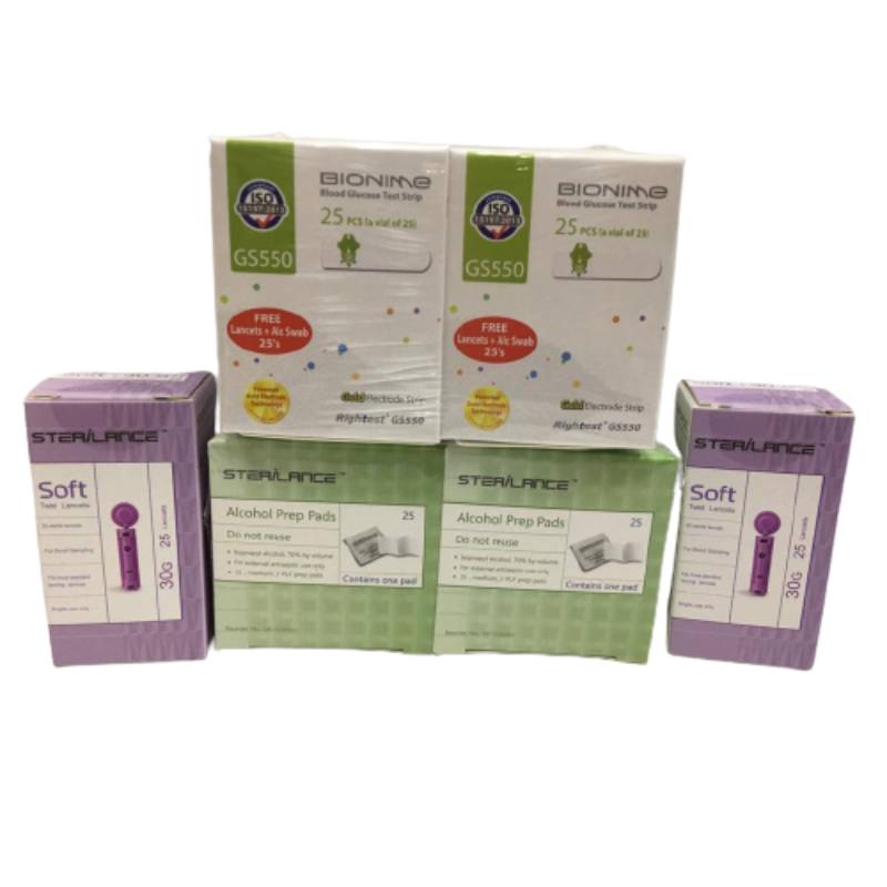 Bionime GS550 Test Strip FOC Lancet Alcohol Swabs 25s - DoctorOnCall Online Pharmacy