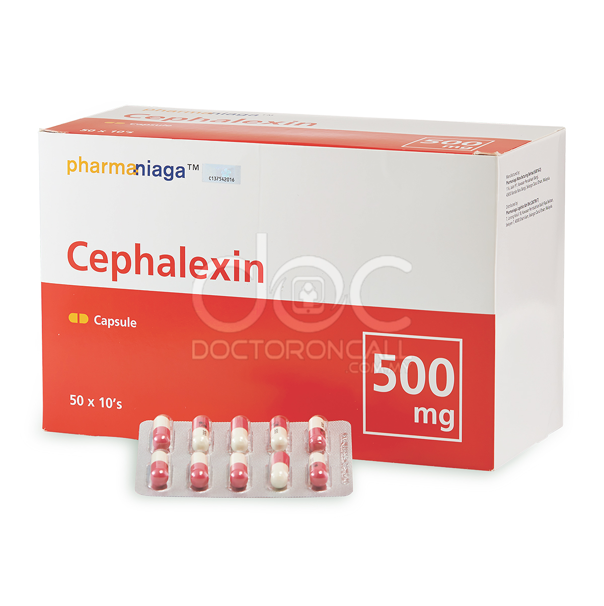 Pharmaniaga Cephalexin 500mg Capsule 10s (strip) - DoctorOnCall Online Pharmacy