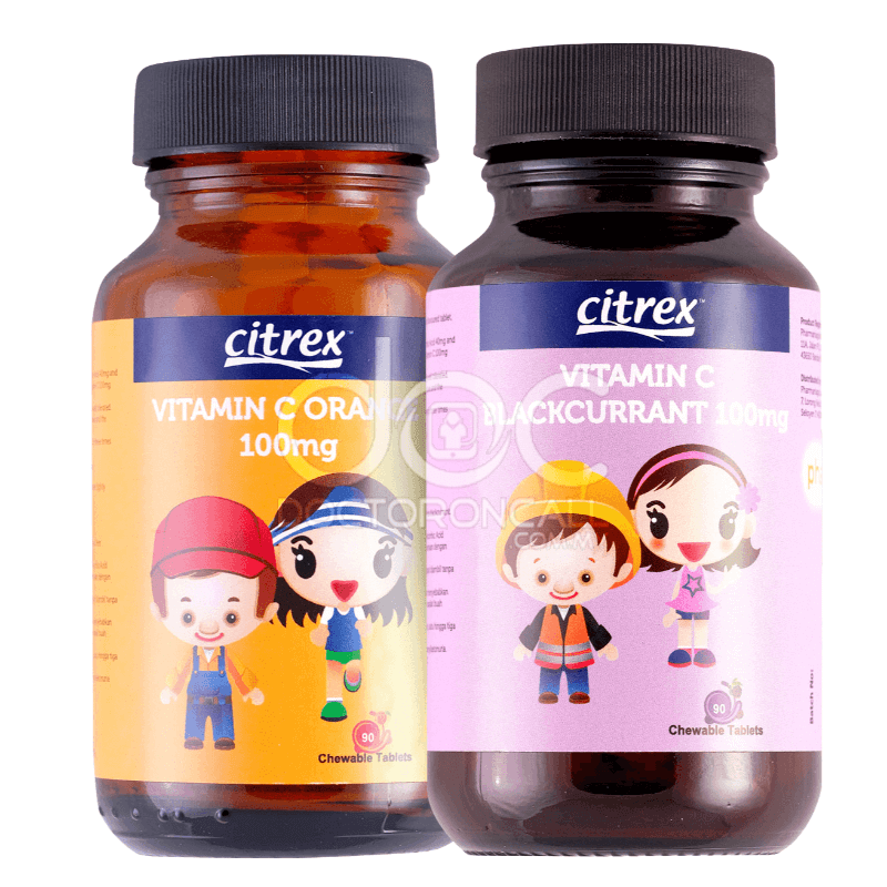 Citrex Junior Vitamin C 100mg Chewable Tablet (Orange) 90s x2 - DoctorOnCall Farmasi Online