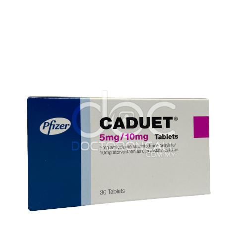 Caduet 5mg/10mg Tablet 10s (strip) - DoctorOnCall Farmasi Online