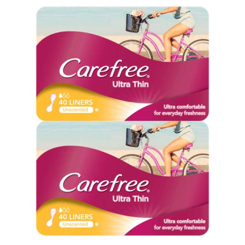 Carefree Ultra Thin Unscented Liner 40s x2 - DoctorOnCall Farmasi Online