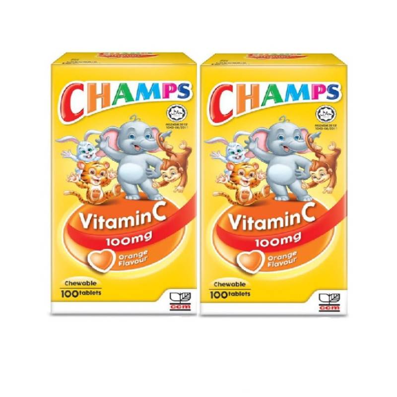 Champs Vitamin C 100mg Chewable Tablets 100s x2 - DoctorOnCall Farmasi Online